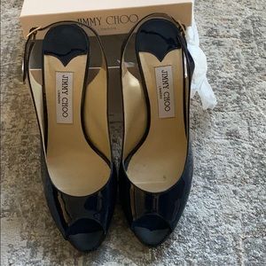 Jimmy Choo Blue Peep Toe Heels